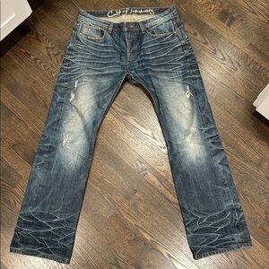 Cult of Individuality Hagen Relaxed Japanese Selvedge Wiskering Denim Jeans 36